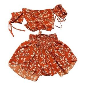 Floral Off-Shoulder Top and Shorts Set